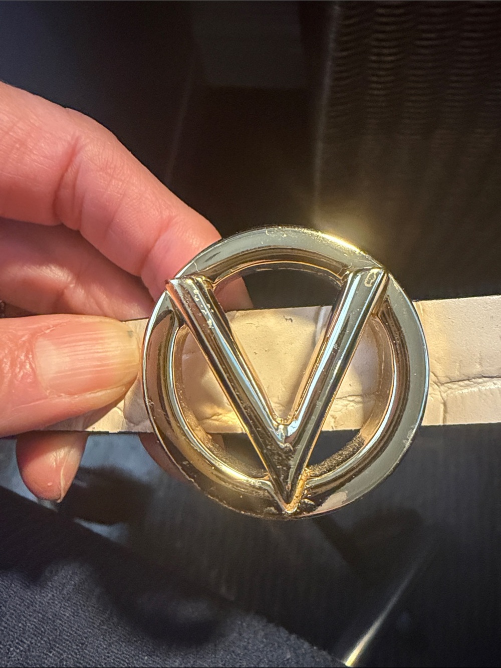 Valentino Woven light pink embossed belt
